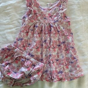 Floral Pink and Purple Baby Dress with Bloomers